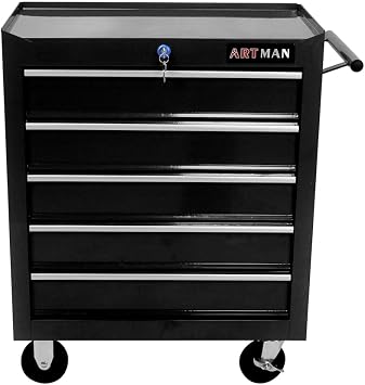 Rolling Tool Cart with Drawers and Wheels Mechanics Tool Cabinet Heavy Duty Lockable Tool Chest Multifunctional Tool Cart 5 Drawers, Black