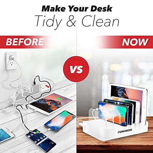 image for Poweroni USB Charging Dock - 6-Port Universal Charging Station for Mul