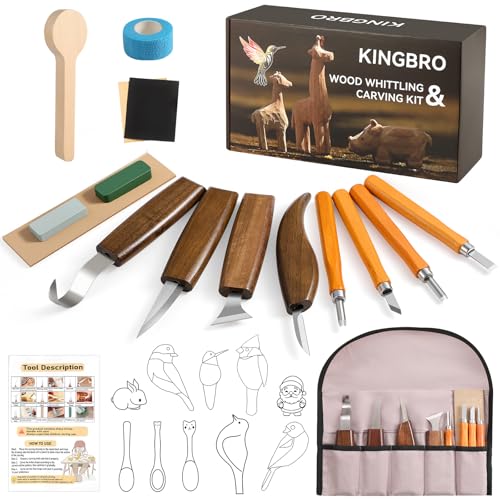 KINGBRO 20 PCS Wood Carving Kit for Beginners, Whittling Kit
