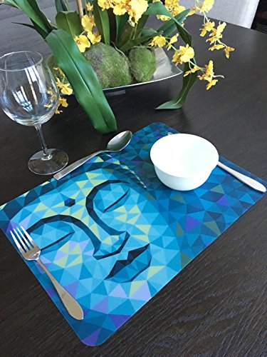 Planet Ethnic Colorful Buddha Designer Polypropylene Place Mats Tablemat Set (6 Placemats, 15.75 X 11.4 Inches Each) #TOP3