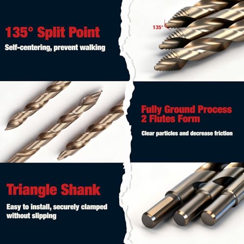 ANGELSWORD Cobalt Stepped Drill Bit Set
