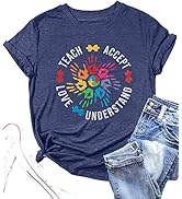 Autism Teacher Shirts for Women Autism Awareness T Shirt Special Education Teacher Short Sleeve S...