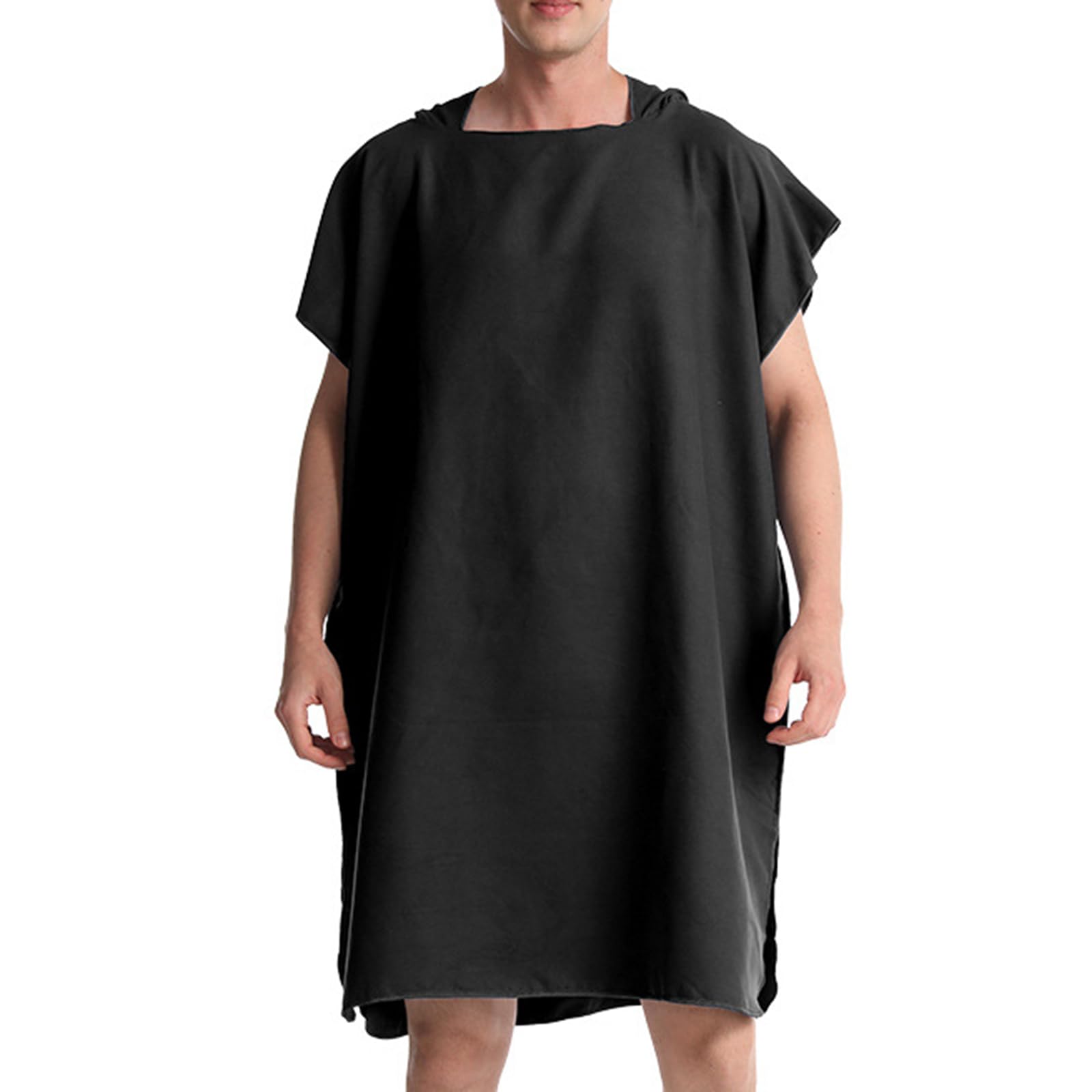 Schnell trocknender Kapuzen Handtuch Wickelmantel, Kapuzen Wickelhandtuch Poncho für Schwimmen, Neoprenanzug, Strand, Badeanzug, Komfort