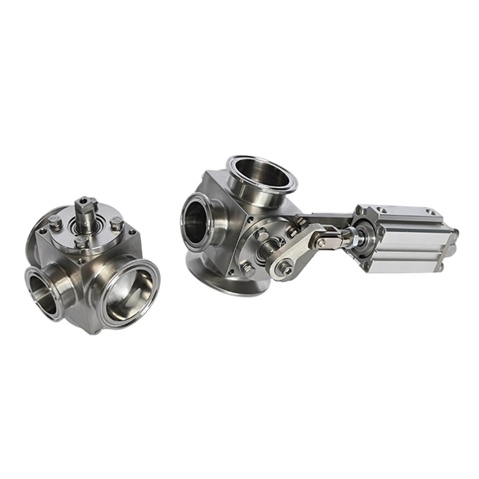 BALYDLUL 1pcs Pneumatic three-way rotary valve(With cylinder 2)