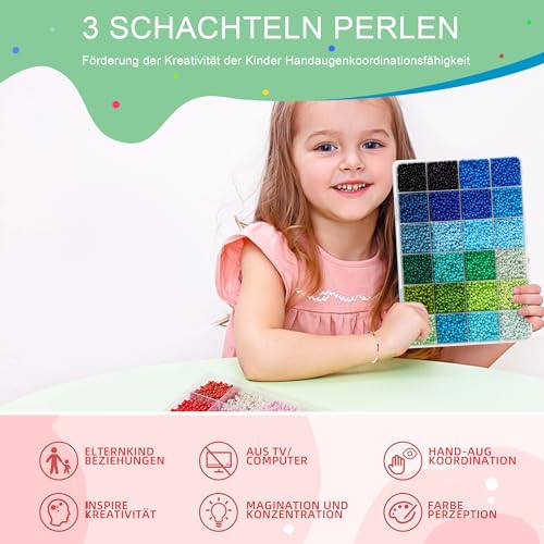 FEHCBIO 38500 Stück 72 Farben Perlen Set 3 Kits,Selber Machen Perlen für Armbänder, DIY Armband mit Buchstabenperlen zum Auffädeln Schmuckherstellungs Set für Weihnachten,Partys,Feiertag
