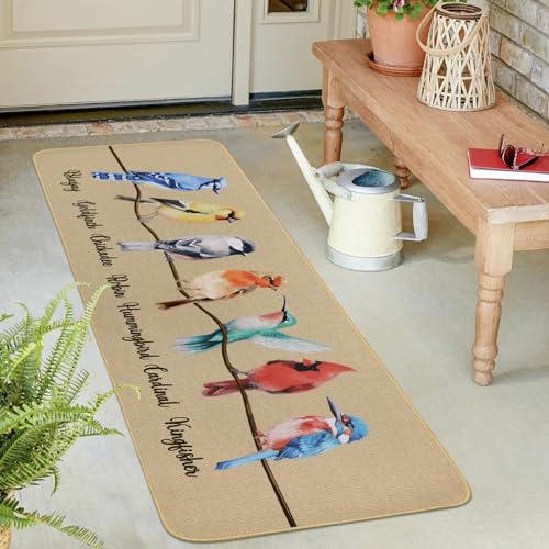 Percozzi Bird Kitchen mats Set of 2, Robin Cadinal Door mat Indoor Outdoor Rug, Hummingbirds Cardinal Kitchen Floor Mat Decor 17x29 and 17x47 Inch — view 4
