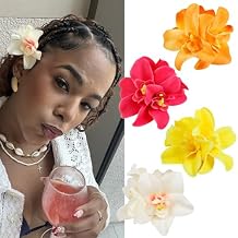 4Pcs Hawaiian Flower Hair Clips for Women, 3.5 Inches Artificial Tropical Hair Clip Hibiscus Claw Clip Beach Vacation Party Boho Hair Accessories for Women Girls