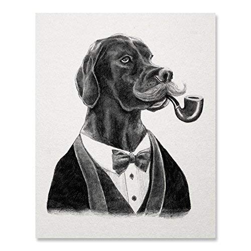 Dog Art Print Dapper Black Lab Wall Art Whimsical Gift For Dog Lover Animals Wearing Clothing Funny Dog Portrait Home Decor 8 X 10 Art Print #TOP8