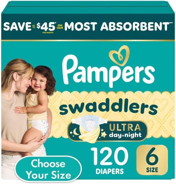 Pampers Swaddlers Diapers, Size 6 (35+ Pounds), 112 Count