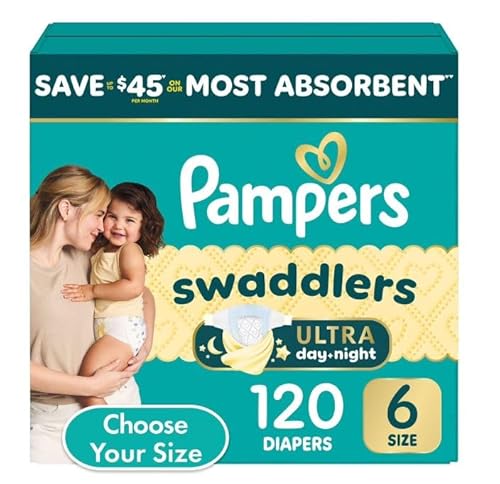 Pampers Swaddlers Diapers, Size 6 (35+ Pounds), 112 Count