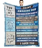 Fefede Gifts for Son Birthday Gifts to Son | to My Amazing Son Blanket with Many Great Words | Blanket Gifts for Son | Graduation for Son Throw Blanket 50'x60'