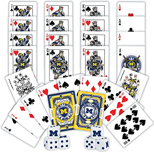 Image of MasterPieces Game Day - NCAA Michigan Wolverines 2-Pack Playing Cards & Dice Pack - Officially Licensed Set for Adults and Family