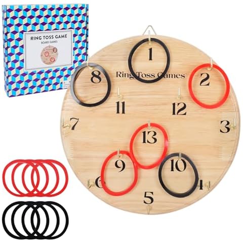 Offelec Wooden Wall Hanging Ring Toss Game for Adults & Kids - Indoor & Outdoor Games for Family and Friends, Home, Beach, Party, Camping and Yard Games, Gifts for Men and Women Cover