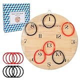 Offelec Wooden Ring Toss Game for Adults - Wall Hanging or Indoor/Outdoor Lawn Game, Fun for Family, Home, Party, Office, Camping & Backyard, Beach Games