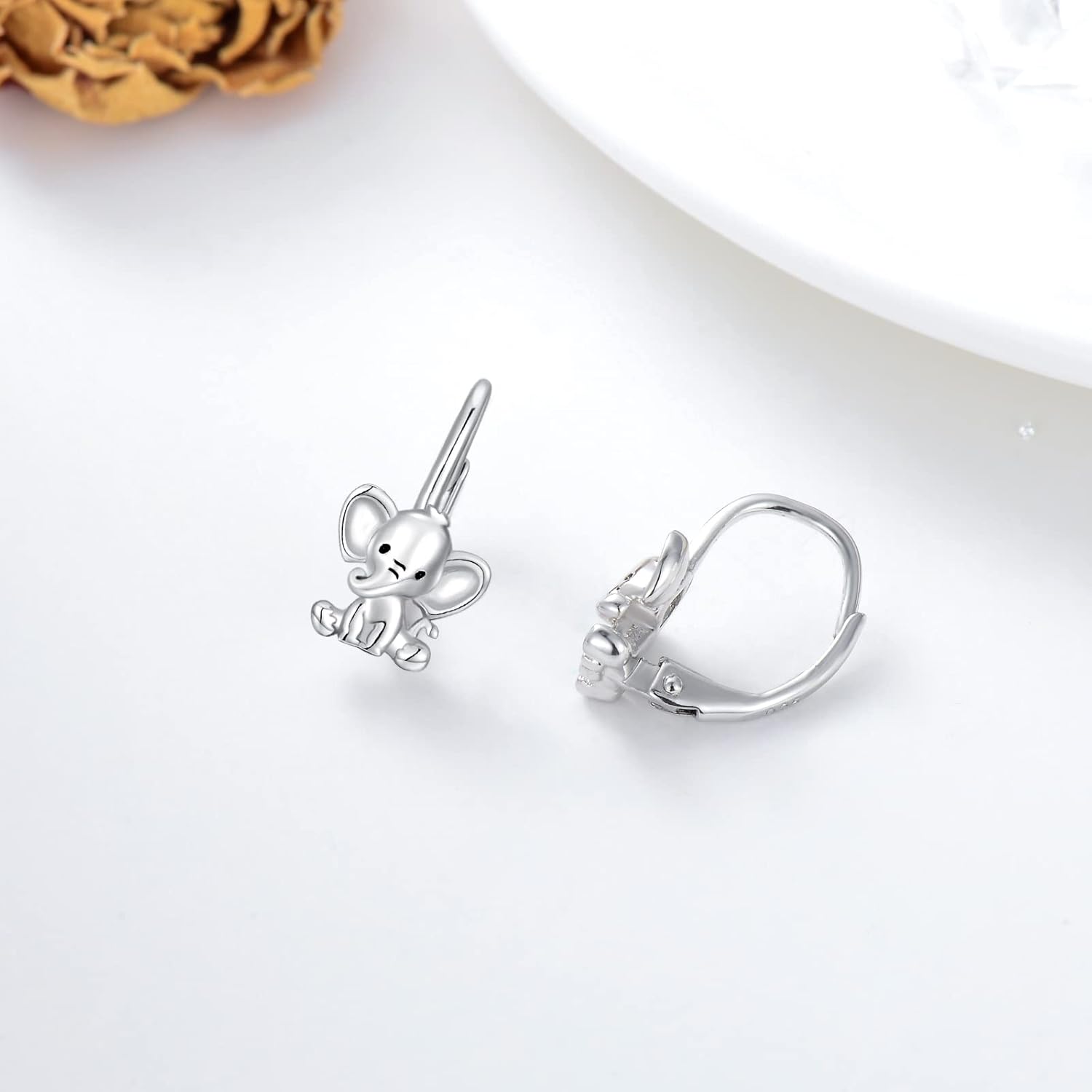 Sterling Silver Animal Leverback Earrings - Elephant Pig Otter Design - Gifts for Women, Girls & Special Occasions