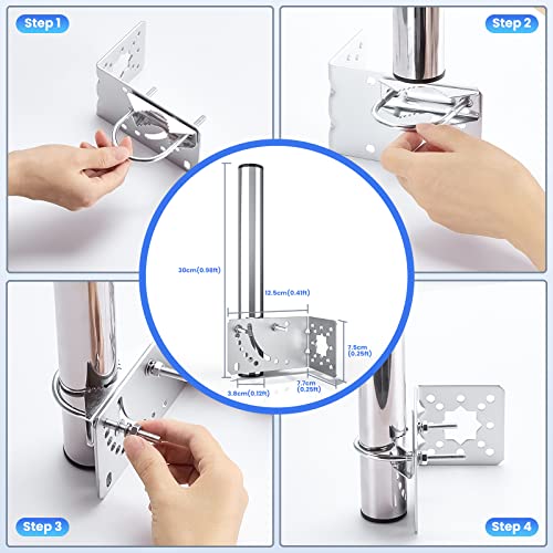 Ueevii Universal Wireless Bridge Bracket Mount/360°Adjustment Wall-Mounted/3.8Cm Diam,2.5Mm Thick Stainless Steel Mount,Sturdy And Durable/Wildly Used On Outdoor Ap,Point To Point Wifi Bridge/2-Pack #TOP3