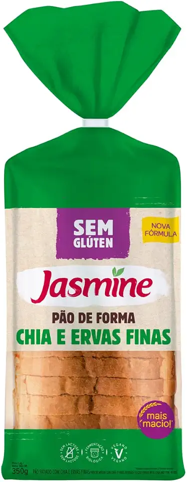 Jasmine Pão Fatiado com Chia e Ervas Finas Sem Glúten 350g