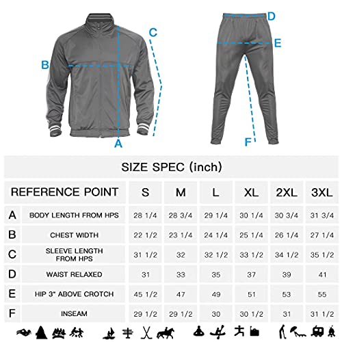 R Rambler 1985 Zusmen Mens Athletic 2 Piece Tracksuit Sets Casual Jogging Suits Full Zip Sports Set Stand-Up Collar Sweatsuit Fo Men Grays #TOP4