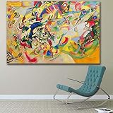 INRIO Art Peinture Impression sur Toile 40x60cm sans Cadre Composition-7-1913 par Wassily Kandinsky pour Salon Décoration Maison Huile sur Mur Encadrée