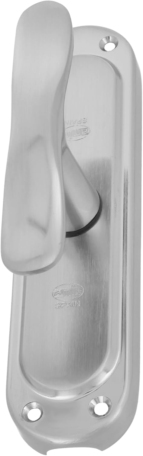 Amig - Mod.AIURI Steel Window Overlap Flap Matte Chrome Finish | Safety Lock with Handle | Includes Central Bracket + 4 Side Brackets | Measurements: 164 x 41 mm