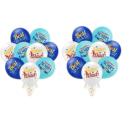 Joyeah 18Pcs Father's Day Decoration Balloons,Best Dad Supper Dad Happy Fathers Day Balloons Blue White Latex Balloons 12 Inch for Father's Day Party Decorations Cover
