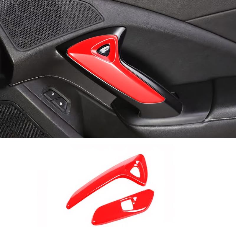 Car Accessories for Chevrolet Corvette C7 2014-2019 Car Door Electric Switch Button Frame Trim Cover Decorative Cover ABS (Glossy Black) 2PCS