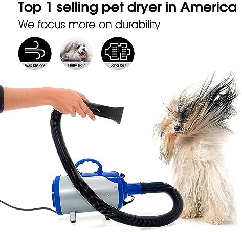 SHELANDY Groomer Partner Pet Hair Force Dryer 강아지 그루밍 송풍기 히터 포함 (블루) — 사진 2