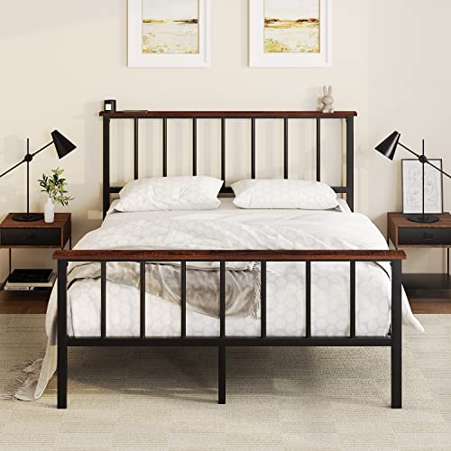 Allewie Heavy Duty Queen Size Platform Bed Frame With Headboard, Metal Slats Support Mattress Foundation, No Box Spring Needed, Under Bed For Storage, Easy Assembly, Noise-Free, Black #TOP2