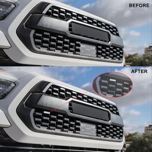 Image of Car Front Grille Tri-Color Decal Stripe Grille Emblem Badge Sticker Compatible with 2016-2020 Tacoma TRD Pro Grille (W /G /B)