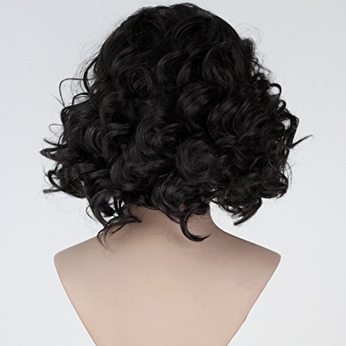 Miss U Hair Unisex Men Adult Short Curly Natural Black Color Cosplay Costume Full Wig Halloween Hair #TOP4
