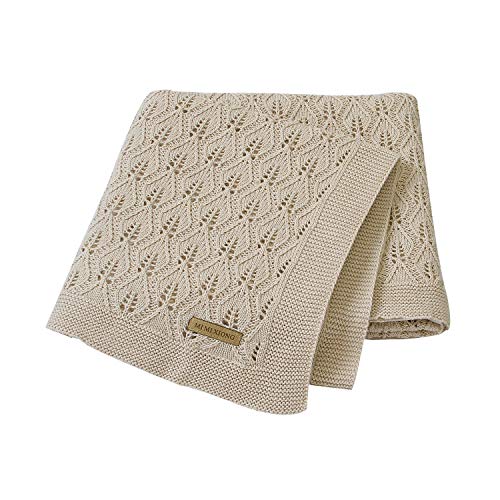 mimixiong 100% Cotton Baby Blanket Knit Cellular Toddler Blankets for Newbron Baby Light