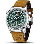 Relógio Masculino Cronógrafo Multifuncional Relógio de Pulso de Luxo com Pulseira de Couro Marrom...
