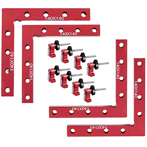 90 Degree Positioning Squares Right Angle Clamps, 4 Pack 5.5" X 5.5"(14 X 14Cm) Aluminum Alloy Clamping Squares For Woodworking,Corner Clamps For Woodworking Cabinets Drawers Picture Frame Box #TOP14