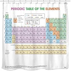 Cortina De La Tabla Periodica Cortina de ducha, diseño de la tabla periódica de los elementos actualizada. Tejido impermeable. Suave y Sin Olor.