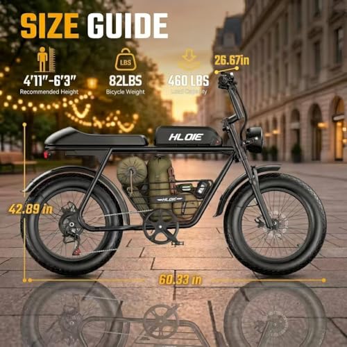 HLOIE Electric Mountain Bike for Adults 1500W Peak 20"&times;4.0" Inch Fat Tire All-Terrain E-Bike 70 Miles 33 MPH Electric Dirt Bike - 48V18AH Battery Tested to UL 2849 Powered Off Road Electric Bicycle