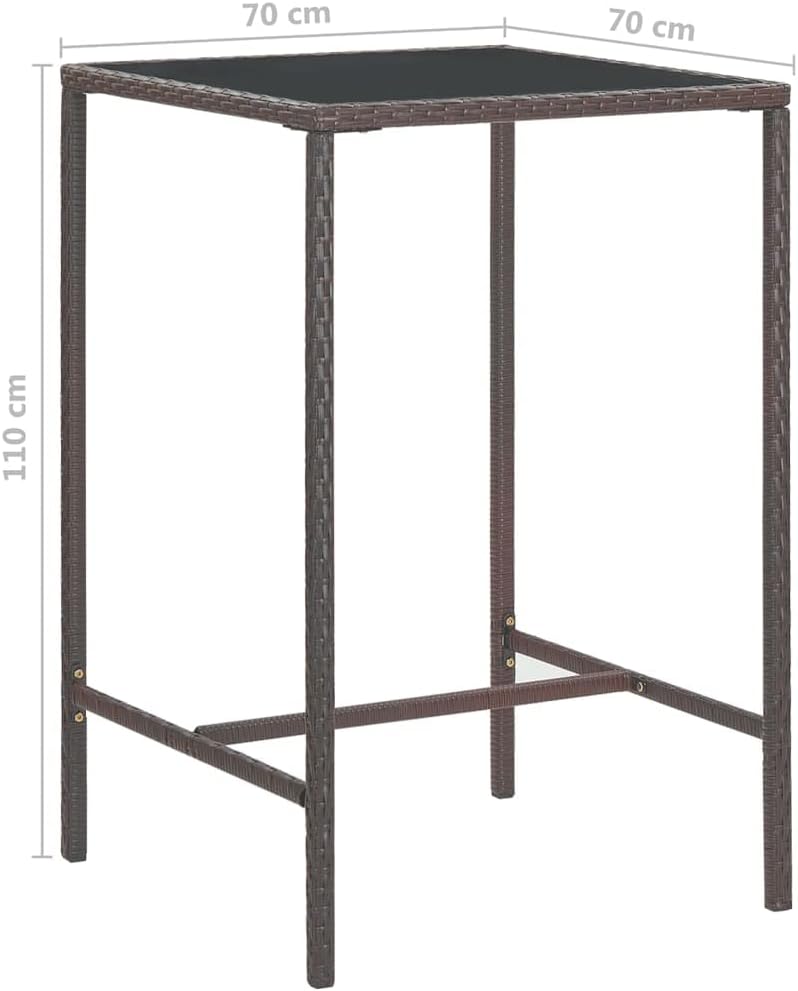 vidaXL Patio Bar Set 5 Piece, Bistro Set for Outdoor Porch Yard, Bar Stool with Cushions, Bistro Table, Farmhouse Modern Style, Poly Rattan Brown