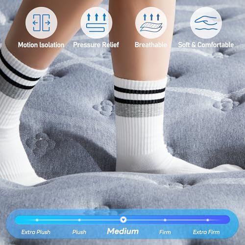 LegacyAmerhome 12 Inch Full Size Mattress, Memory Foam Hybrid Mattress Full in a Box, Pocket Springs for Pressure Relief, Medium Firm, Fiberglass Free, 100-Night Trial, CertiPUR-US, 75\" x 54\" x 12\" - Thumbnail 5