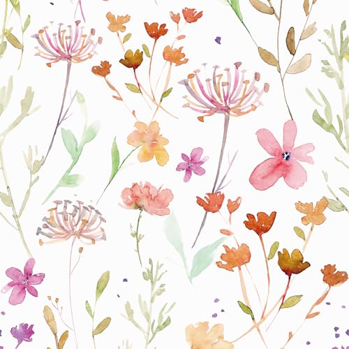 Skyblur Selbstklebende Tapete Blau Blumen - Vintage Design 260x44,5cm Für Wand & Möbel