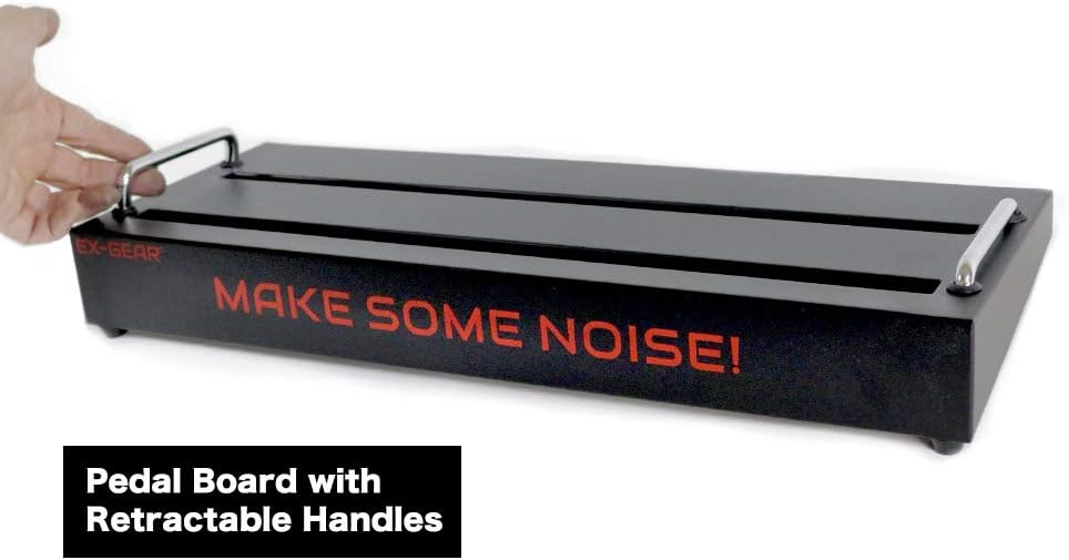 EX-GEAR Carry Bag & Pedal Board Combo, Super Durable Bag, Light-Weight Metal Pedal Board with Retractable Handles, Holds Cables, Wha, Strings, Picks and All Accessories