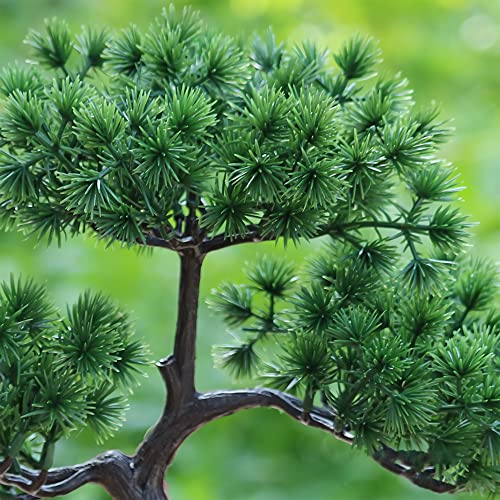 Funbuy Artificial Bonsai Tree - 7.5 Inch Pinus Hwangshanensis Fake Plants Zen Ornaments For Home Office Wall Book Shelf Room Décor #TOP2
