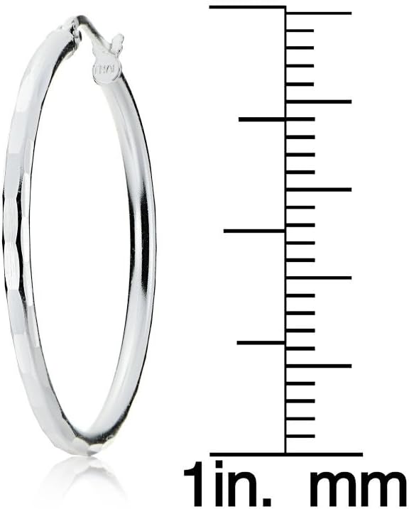 Hoops & Loops Sterling Silver 2mm Hammered Round Hoop Earrings - Image 4