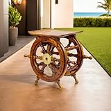Nagina International Wooden Hand Crafted Ship Wheel Table Home Decor (12 Inches)