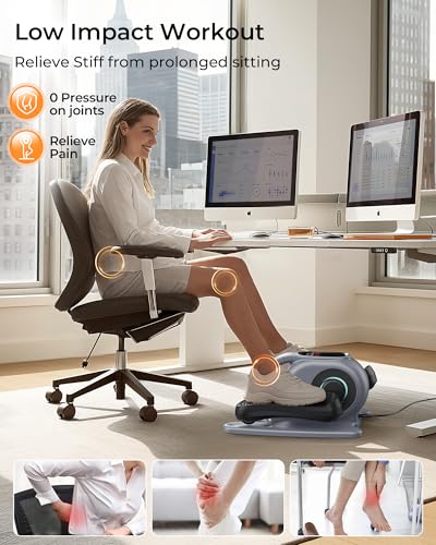 Image of Under Desk Elliptical, Ellipse Leg Exerciser for Seniors Adults Fully Assembled, Portable & Quiet Electric Seated Pedal Exerciser with 10 Adjustable Speed, Remote Control,Non-Slip Straps & Mat