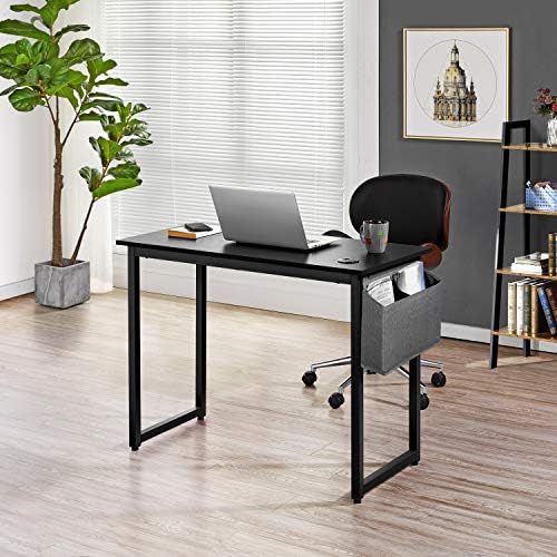 Yaheetech Computer Desk Office Writing Desk with Storage Bag and Earphone Hook for Home Office, 100x50x75cm Black Study Desk, Easy Assembly