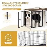 Hzuaneri Hundekäfig Möbel, 100cm hundebox für zuhause, Schiebetüren, 2 Tür, Moderne hundebox Holz Indoor für kleine/mittlere/große Hunde, Hundekäfig für Zuhause, 100 x 60 x 68 cm, Weiß Braun