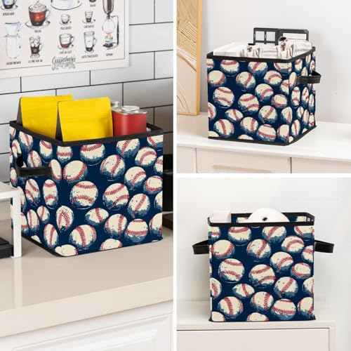 Panier de rangement pliable baseball avec doubles poignées robustes - 8