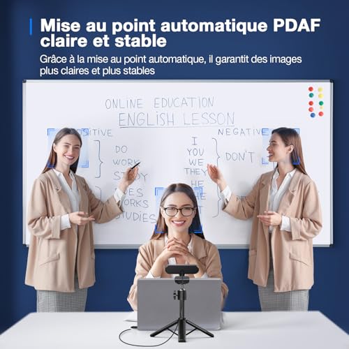 Webcam 4K autofocus PDAF eMeet C960 avec double micro pour streaming net - 3