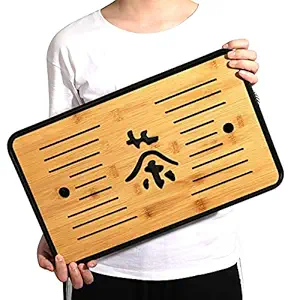 Mose Cafolo Bamboo Furniture GongFu Tea Tray Large Chinese Gongfu Tea Table Tray with Water Storage Tray Great Gift and for Home, Office (17