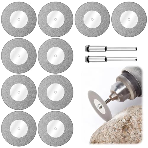 10 Piezas Diamante Cortar La Herramienta 40mm, Mini Discos De Corte Con 2 Mandril Arbor Conjunto Excelentes Herramientas Para El Bricolaje, La Artesanía, La Joyería O Platería Piedras Preciosas