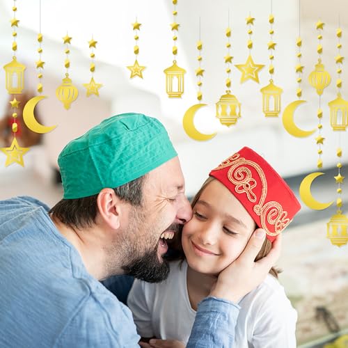Ramadan Mubarak Hajj Eid Decoration - Hanging Swirl Shining Gold Star Moon Lantern Ceiling Foil Decor Ramadan Party Egyptian Holiday Decorations Supplies Kareem Islam Muslim by AFYHH - Image 5